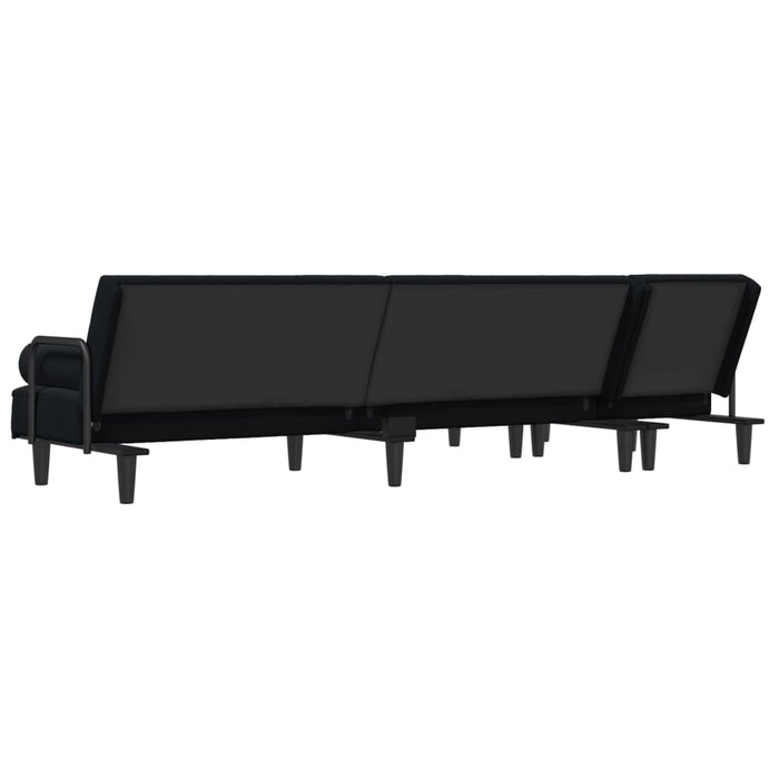 Canapea extensibilă în formă de L negru 260x140x70 cm catifea WALTI