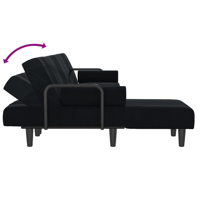 Canapea extensibilă în formă de L negru 260x140x70 cm catifea WALTI