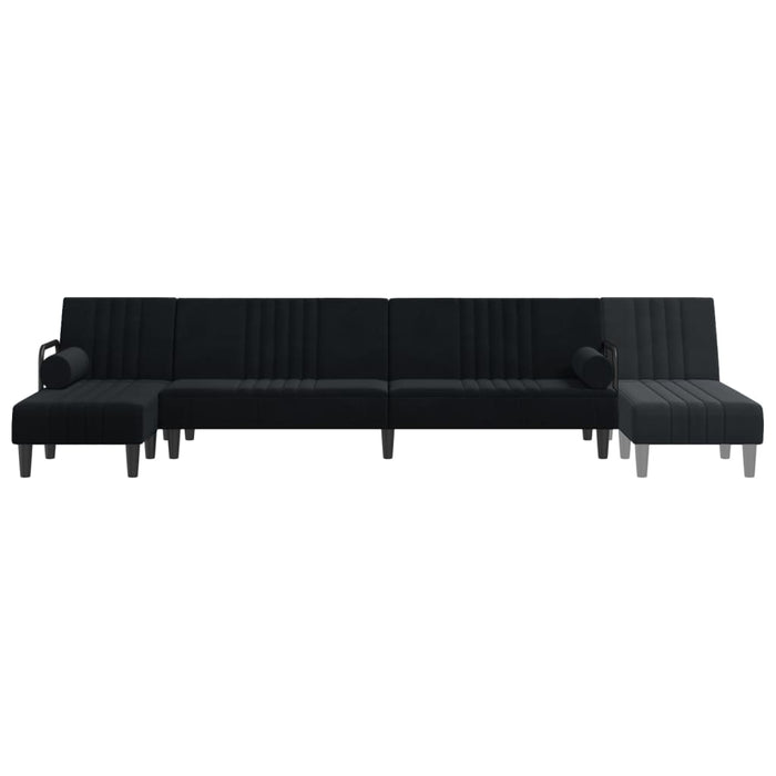 Canapea extensibilă în formă de L negru 260x140x70 cm catifea WALTI