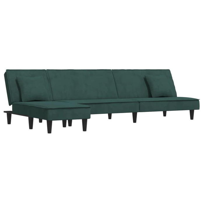 Canapea extensibilă în formă de L verde 255x140x70 cm catifea WALTI