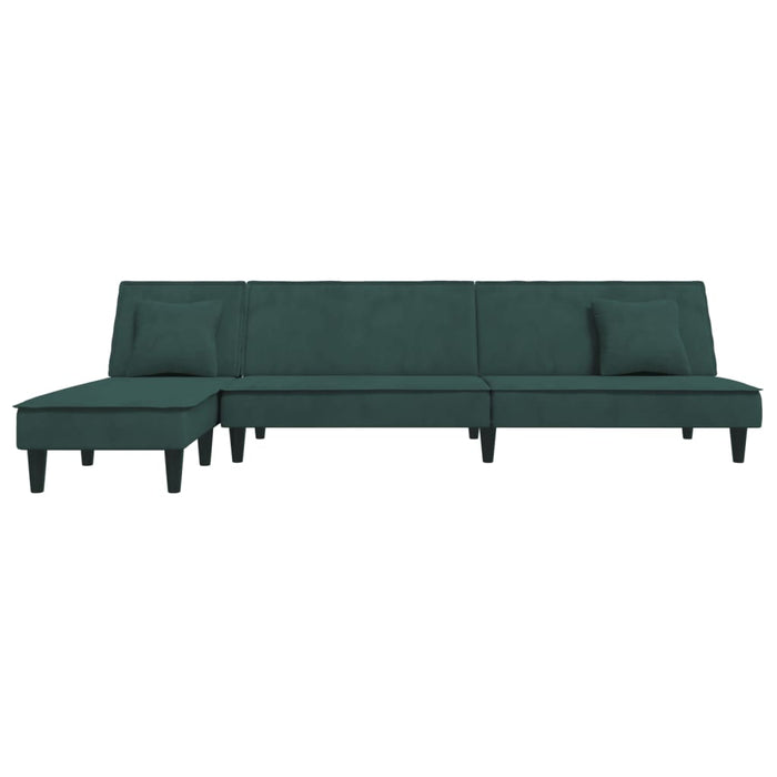 Canapea extensibilă în formă de L verde 255x140x70 cm catifea WALTI