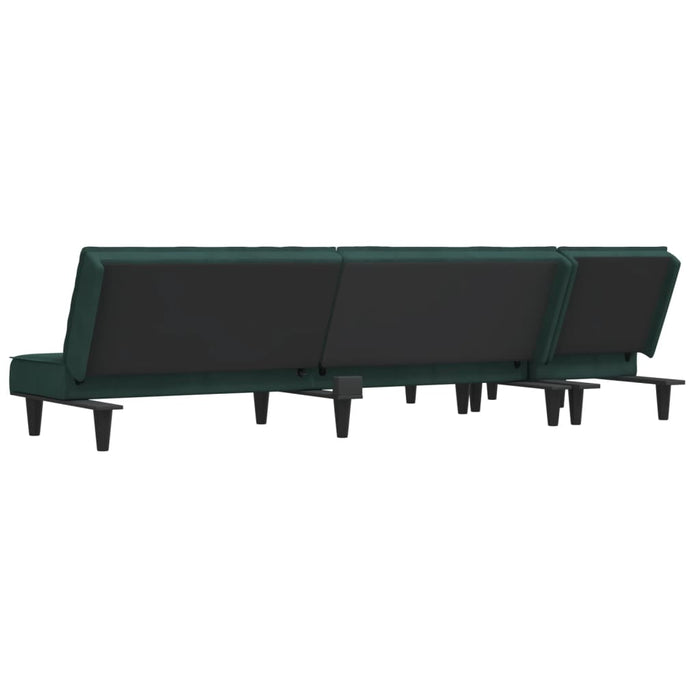 Canapea extensibilă în formă de L verde 255x140x70 cm catifea WALTI