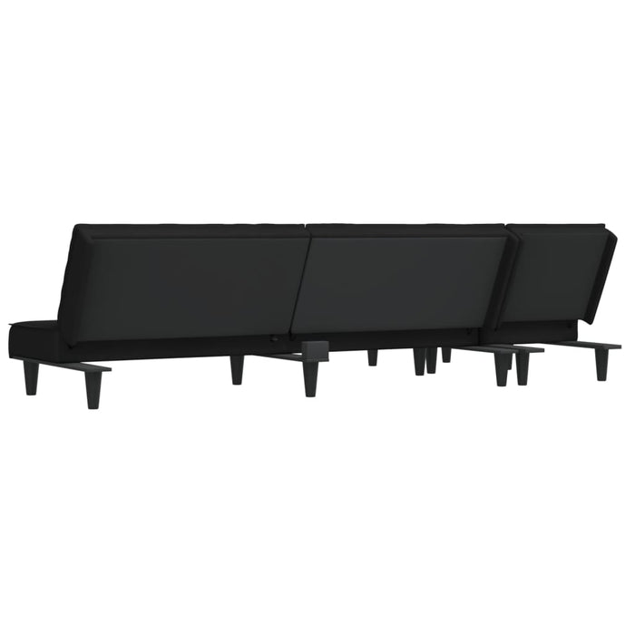 Canapea extensibilă în formă de L negru 255x140x70 cm catifea - WALTI WALTI