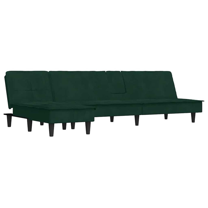 Canapea extensibilă în formă de L verde 255x140x70 cm catifea WALTI