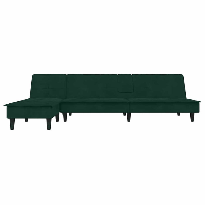 Canapea extensibilă în formă de L verde 255x140x70 cm catifea WALTI