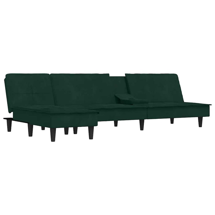 Canapea extensibilă în formă de L verde 255x140x70 cm catifea WALTI