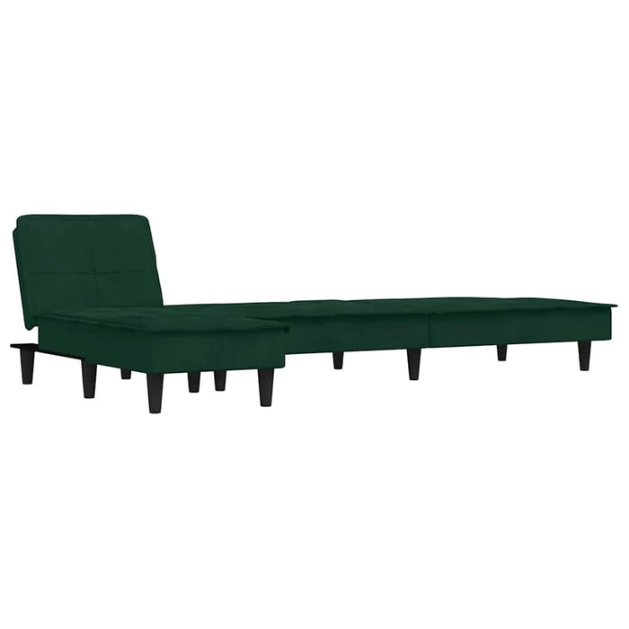 Canapea extensibilă în formă de L verde 255x140x70 cm catifea WALTI