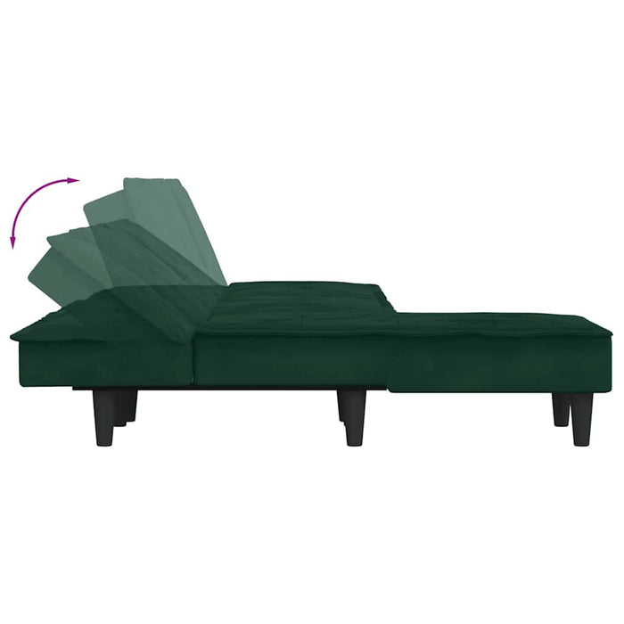 Canapea extensibilă în formă de L verde 255x140x70 cm catifea WALTI