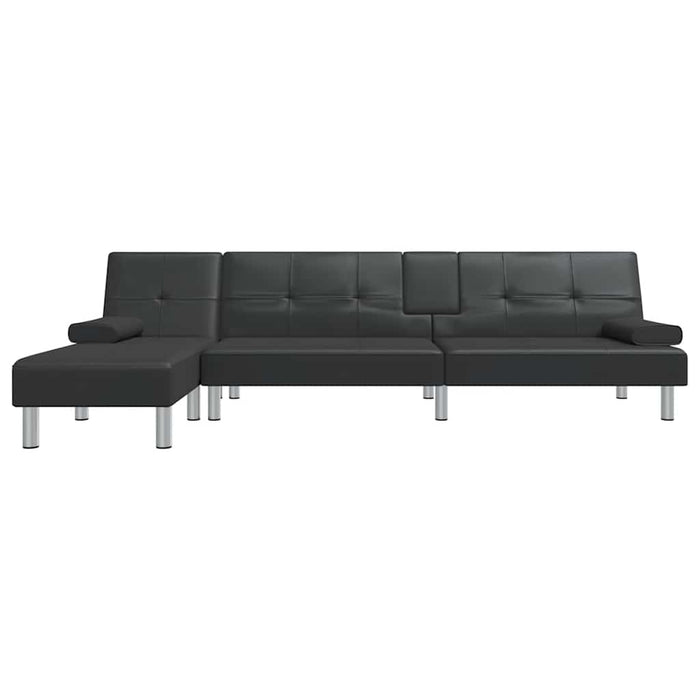 Canapea extensibilă în formă de L negru 255x140x70 cm piele eco WALTI