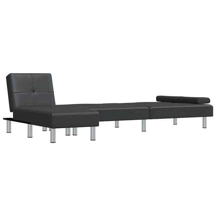 Canapea extensibilă în formă de L negru 255x140x70 cm piele eco WALTI