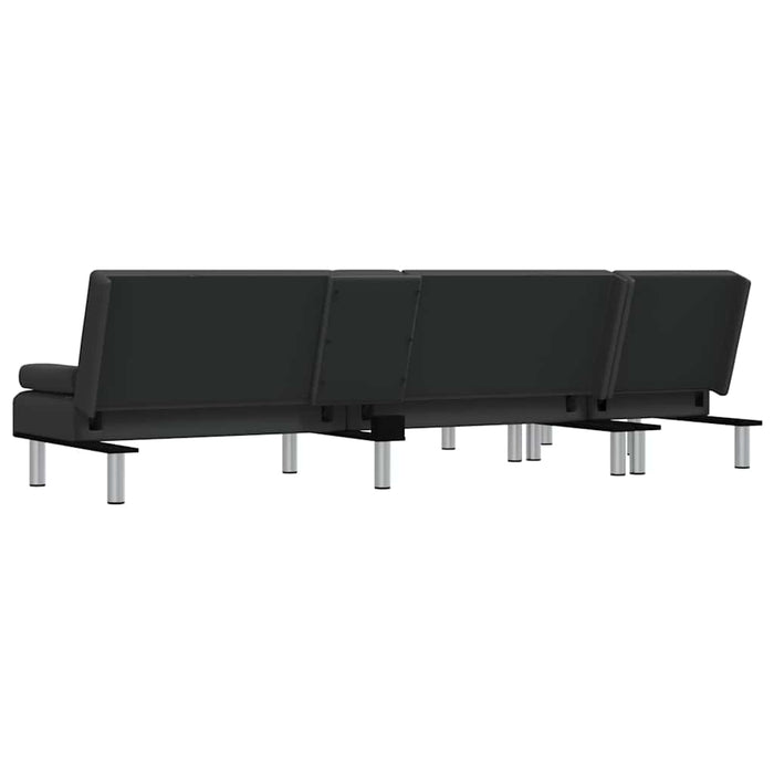 Canapea extensibilă în formă de L negru 255x140x70 cm piele eco WALTI