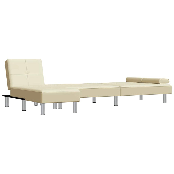 Canapea extensibilă în formă de L crem 255x140x70 cm piele eco WALTI