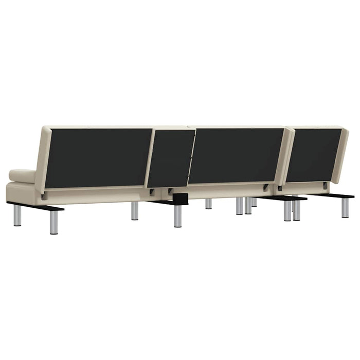 Canapea extensibilă în formă de L crem 255x140x70 cm piele eco WALTI