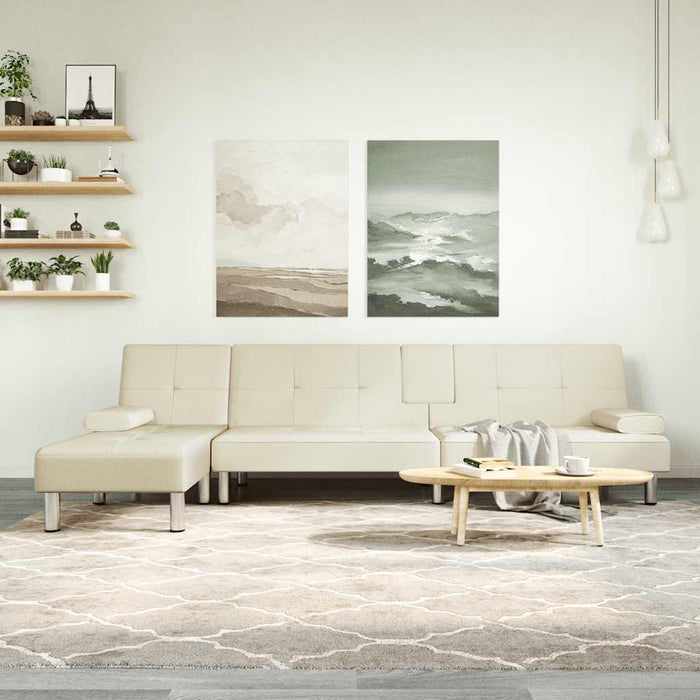 Canapea extensibilă în formă de L crem 255x140x70 cm piele eco WALTI