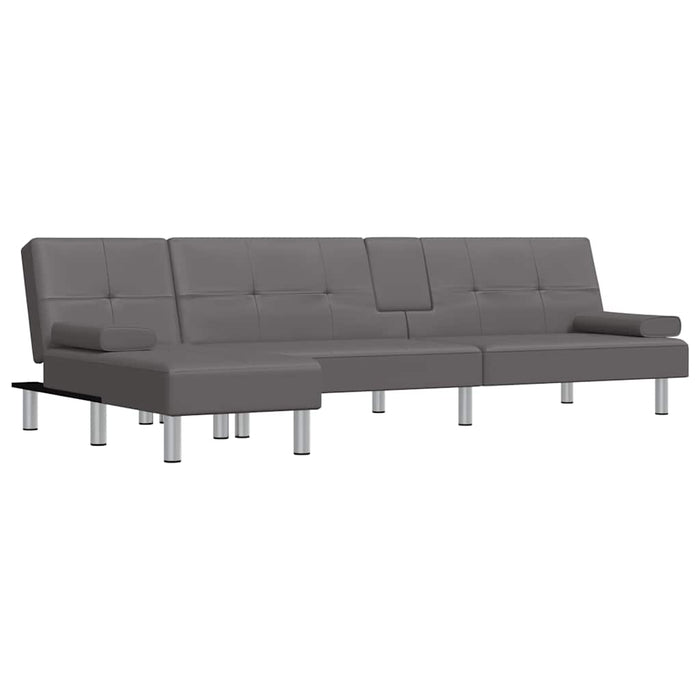 Canapea extensibilă în formă de L gri 255x140x70 cm piele eco WALTI