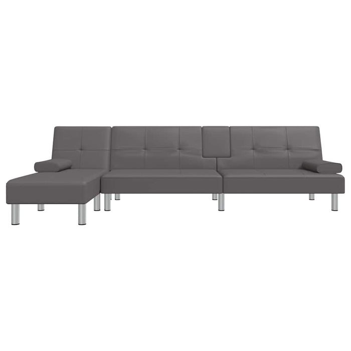 Canapea extensibilă în formă de L gri 255x140x70 cm piele eco WALTI