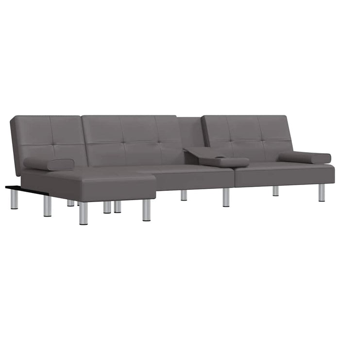 Canapea extensibilă în formă de L gri 255x140x70 cm piele eco WALTI