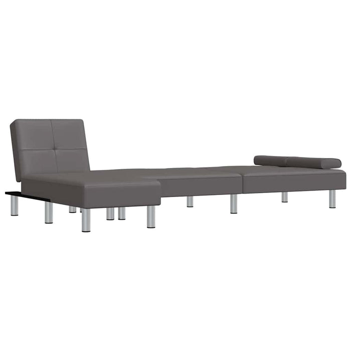 Canapea extensibilă în formă de L gri 255x140x70 cm piele eco WALTI