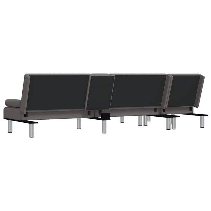 Canapea extensibilă în formă de L gri 255x140x70 cm piele eco WALTI