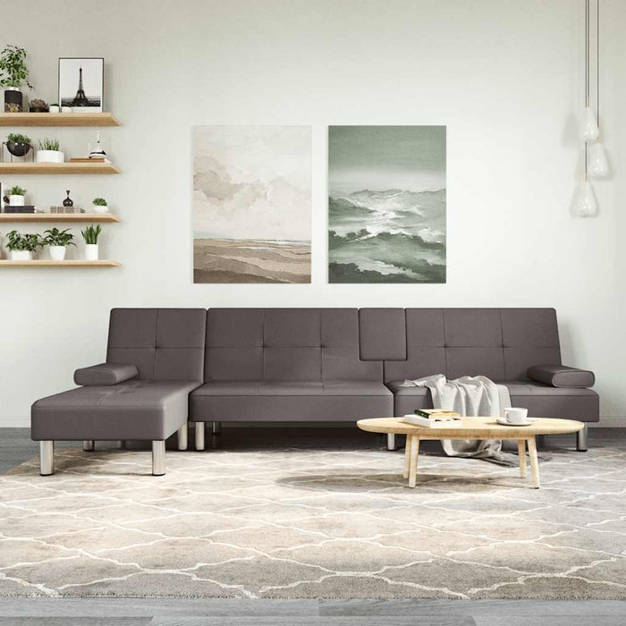 Canapea extensibilă în formă de L gri 255x140x70 cm piele eco WALTI