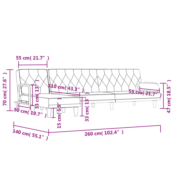 Canapea extensibilă în formă de L gri 260x140x70 cm textil - WALTI WALTI