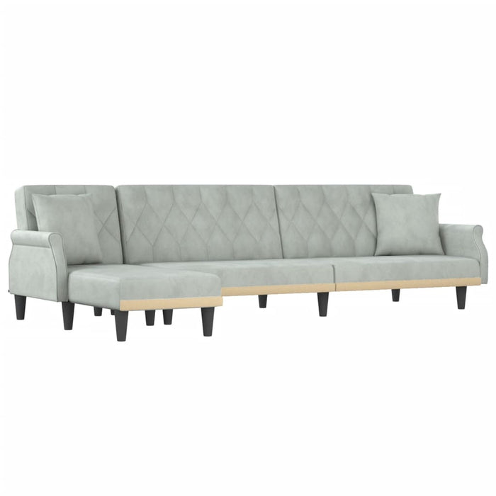 Canapea extensibilă în formă de L gri 271x140x70 cm catifea WALTI