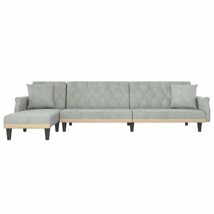 Canapea extensibilă în formă de L gri 271x140x70 cm catifea WALTI