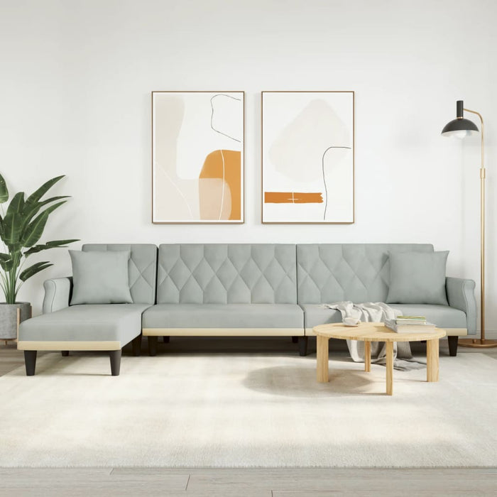 Canapea extensibilă în formă de L gri 271x140x70 cm catifea WALTI