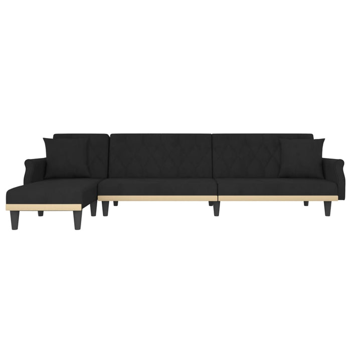 Canapea extensibilă în formă de L negru 271x140x70 cm catifea - WALTI WALTI