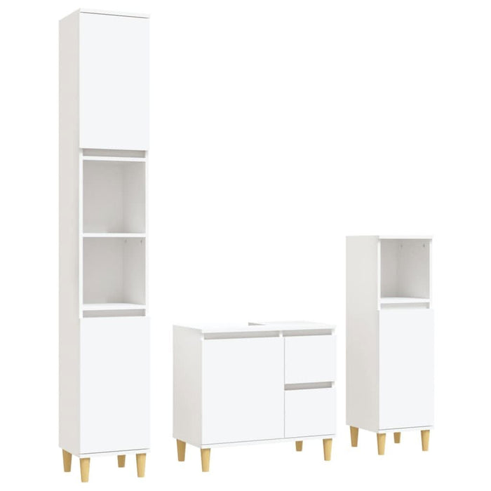 Set dulapuri de baie, 3 piese, alb, lemn prelucrat - WALTI WALTI
