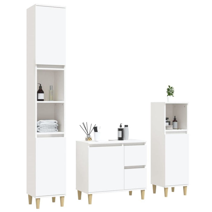 Set dulapuri de baie, 3 piese, alb, lemn prelucrat - WALTI WALTI
