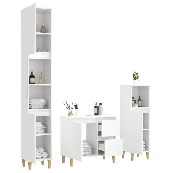 Set dulapuri de baie, 3 piese, alb, lemn prelucrat - WALTI WALTI