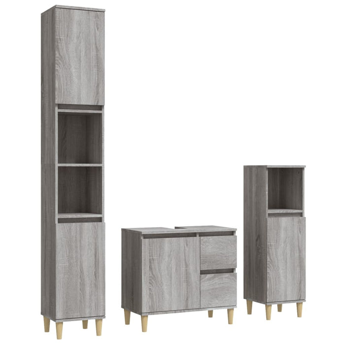 Set dulapuri de baie, 3 piese, gri sonoma, lemn prelucrat - WALTI WALTI