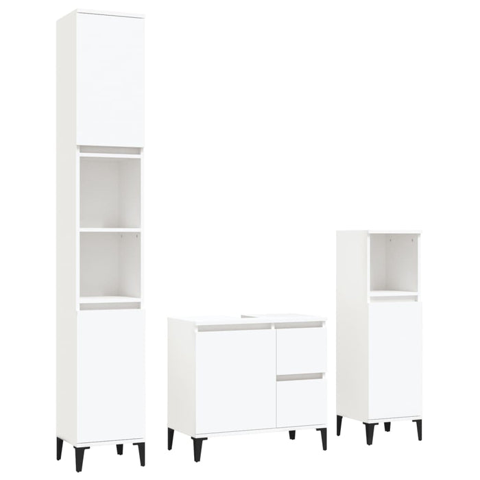 Set dulapuri de baie, 3 piese, alb, lemn prelucrat - WALTI WALTI