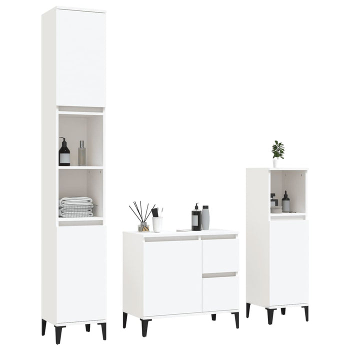 Set dulapuri de baie, 3 piese, alb, lemn prelucrat - WALTI WALTI
