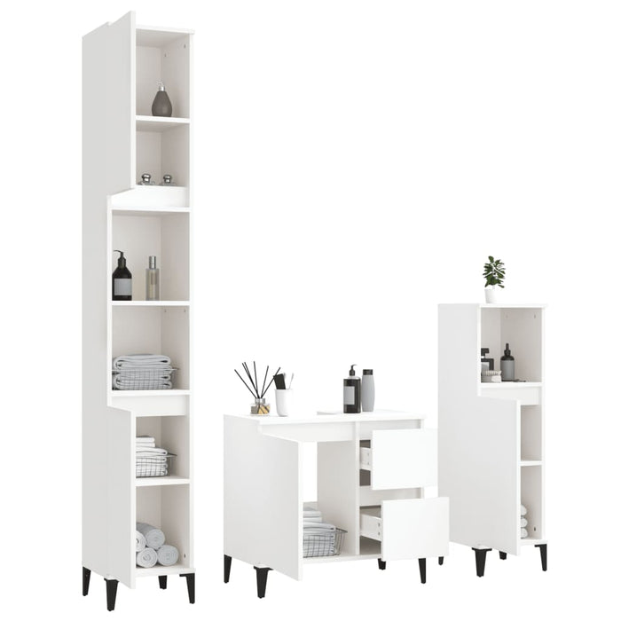 Set dulapuri de baie, 3 piese, alb, lemn prelucrat - WALTI WALTI