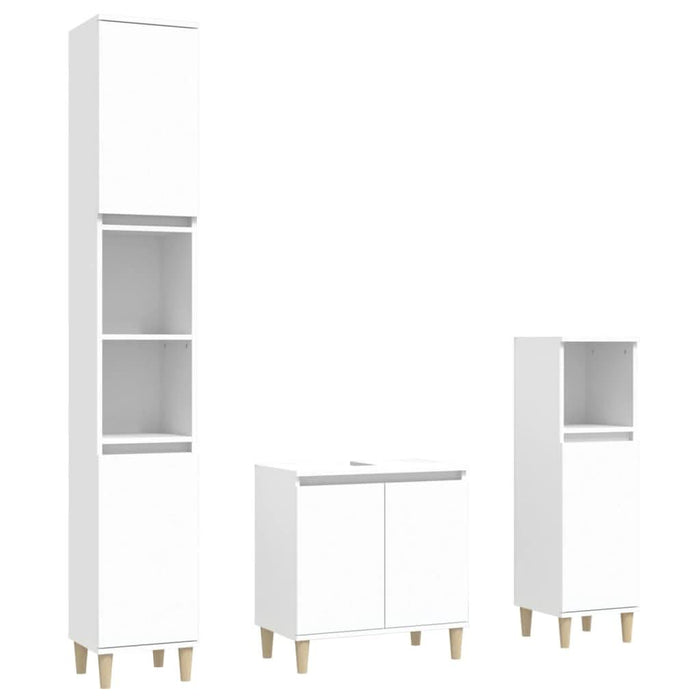 Set mobilier de baie, 3 piese, alb, lemn compozit - WALTI WALTI