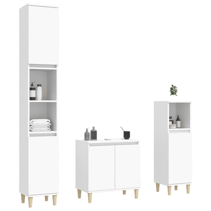Set mobilier de baie, 3 piese, alb, lemn compozit - WALTI WALTI