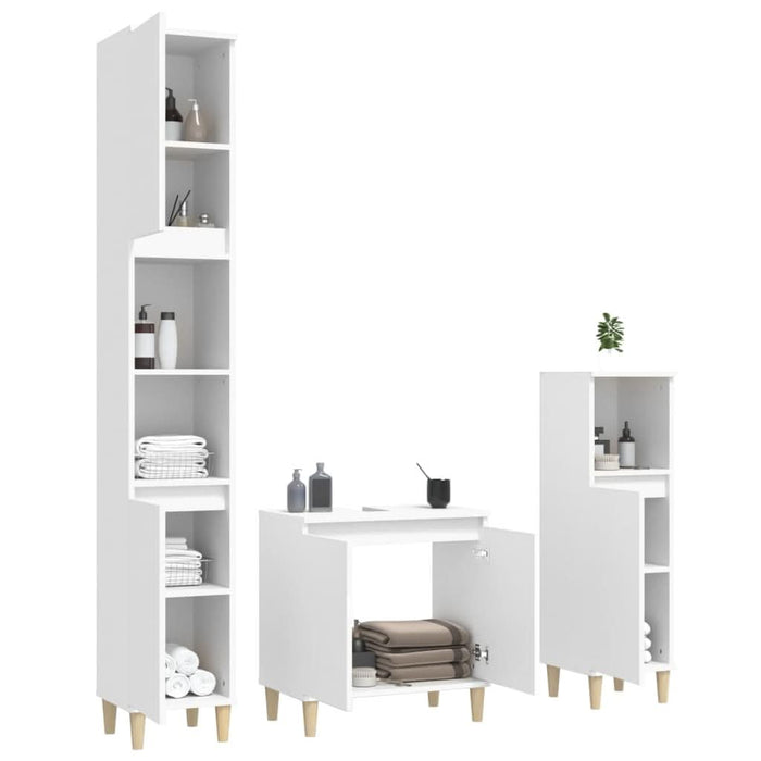 Set mobilier de baie, 3 piese, alb, lemn compozit - WALTI WALTI
