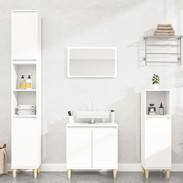 Set mobilier de baie, 3 piese, alb, lemn compozit - WALTI WALTI