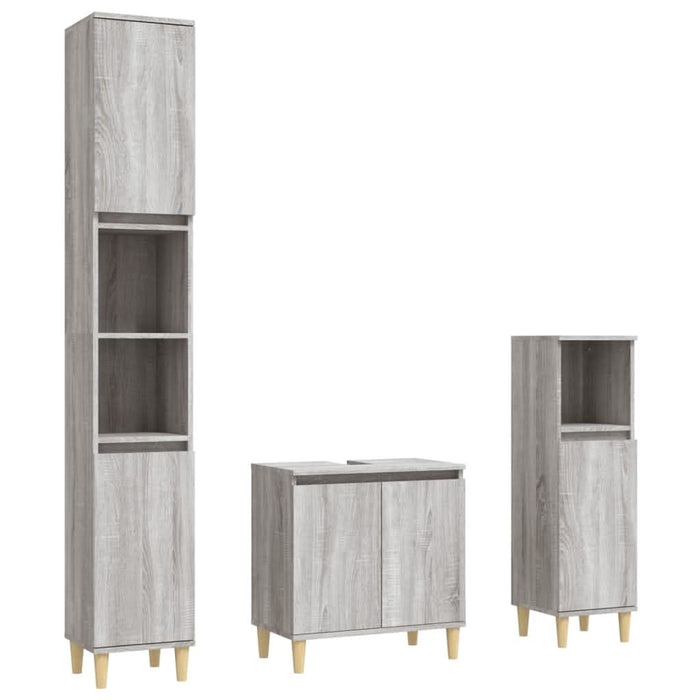 Set mobilier de baie, 3 piese, gri sonoma, lemn prelucrat - WALTI WALTI