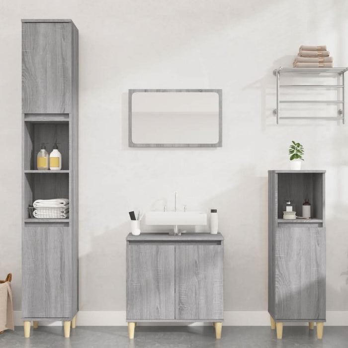 Set mobilier de baie, 3 piese, gri sonoma, lemn prelucrat - WALTI WALTI