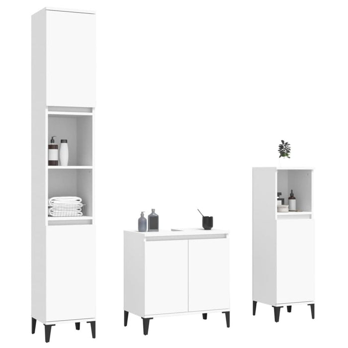 Set mobilier de baie, 3 piese, alb, lemn compozit - WALTI WALTI