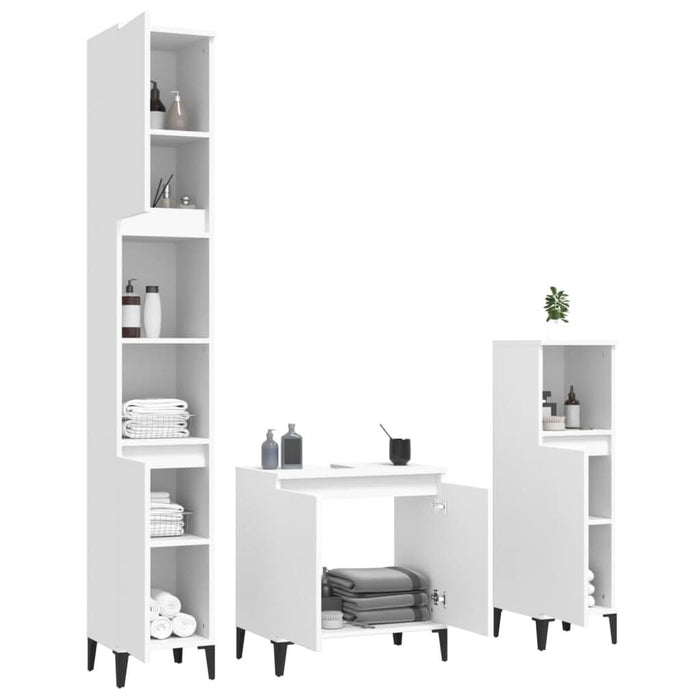 Set mobilier de baie, 3 piese, alb, lemn compozit - WALTI WALTI