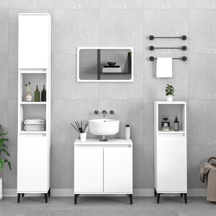 Set mobilier de baie, 3 piese, alb, lemn compozit - WALTI WALTI
