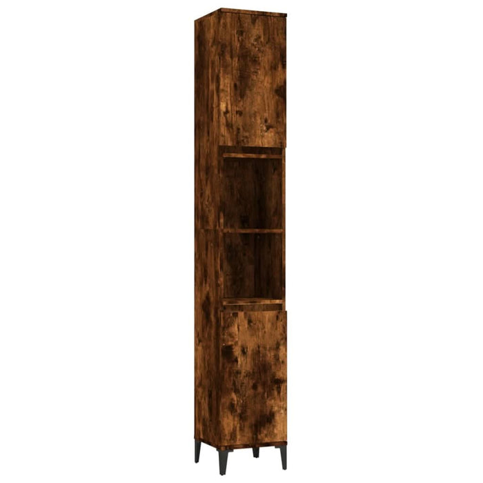 Set mobilier de baie, 3 piese, stejar fumuriu, lemn prelucrat - WALTI WALTI