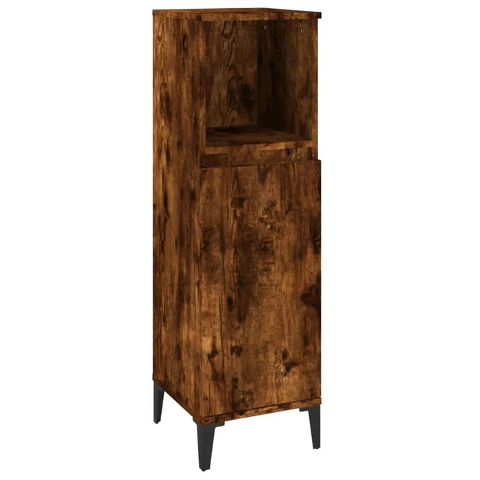 Set mobilier de baie, 3 piese, stejar fumuriu, lemn prelucrat - WALTI WALTI