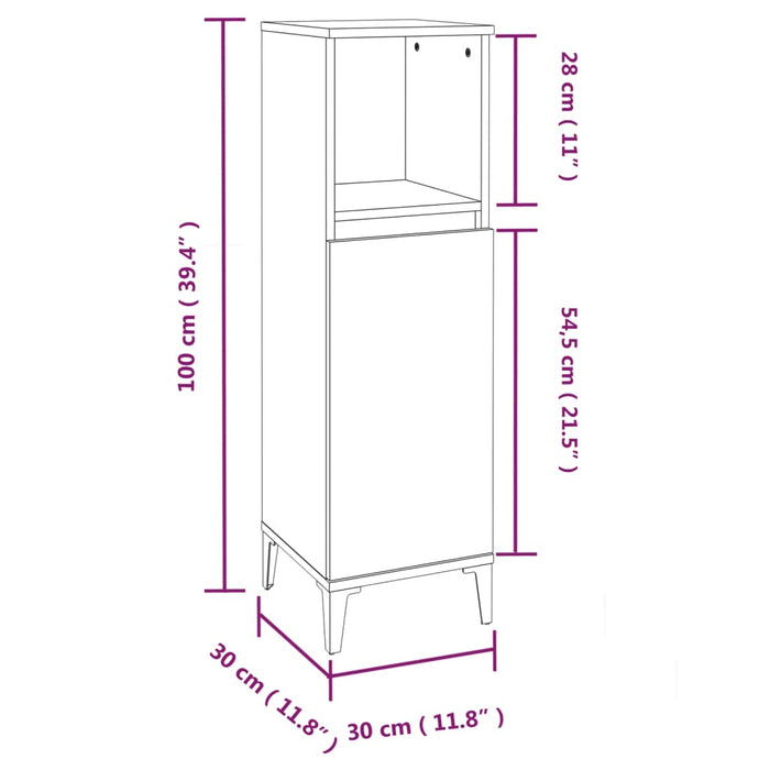 Set mobilier de baie, 3 piese, stejar fumuriu, lemn prelucrat - WALTI WALTI