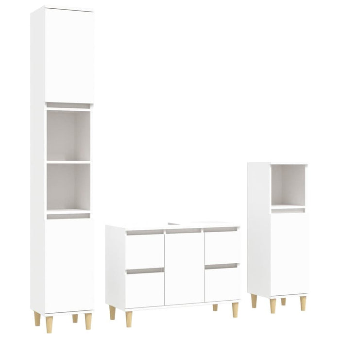 Set mobilier de baie, 3 piese, alb, lemn compozit - WALTI WALTI