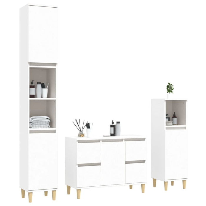 Set mobilier de baie, 3 piese, alb, lemn compozit - WALTI WALTI